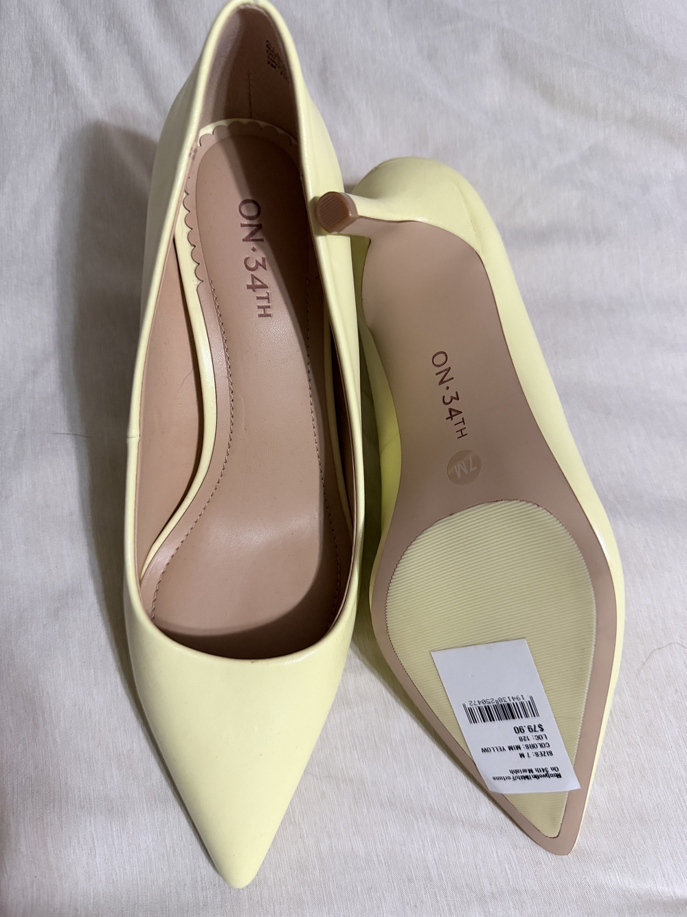 Pale Yellow Pointed Toe Pumps